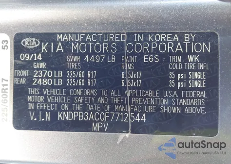 2015 Kia Sportage Lx из США, поврежденный, VIN KNDPB3AC0F7712544